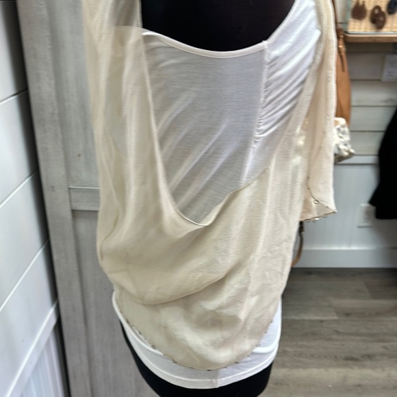 Saivana White Tank Top with Bib Collar and Asymmetrical Cut Out Design - Picture 5 of 8